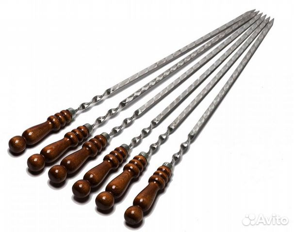 Шампур длинна 40-50см металл 3мм деревянные ручки