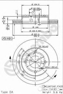 Диск тормозной передний Nissan Almera 00-07