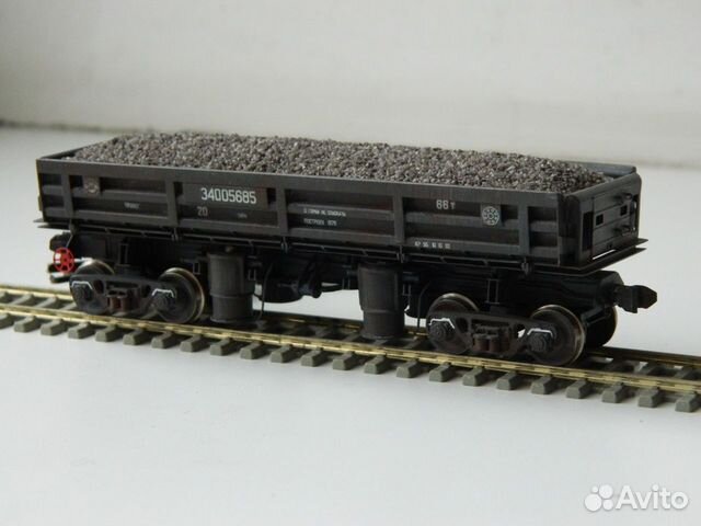 Железная дорога металл. Бергс 1/87. Вагон-самосвал (думпкар), модель 32-6982/32-6982-01. Железная дорога модель масштабная.