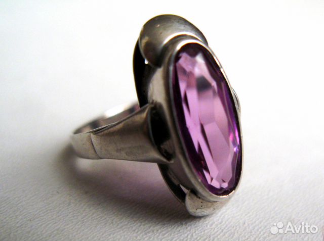 Югендстиль Массивное Серебряное Кольцо Аметист