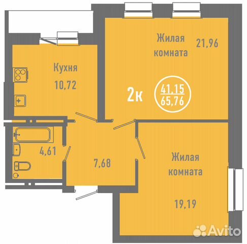 2-к квартира, 65.4 м², 20/20 эт.