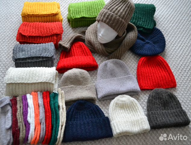 Теплые шапки шарфы рукавицы Шерсть Ручная работа