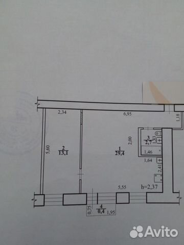 2-к квартира, 45.6 м², 5/5 эт.