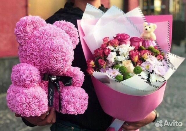 Мишка из роз светящийся в подарок Мишка из роз светящийся в подарок