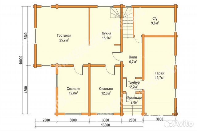 Дом из профилированного бруса с гаражом 185м2 под Дом из профилированного бруса с гаражом 185м2 под