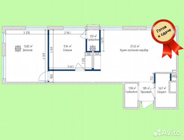 2-к квартира, 62.2 м², 12/26 эт.