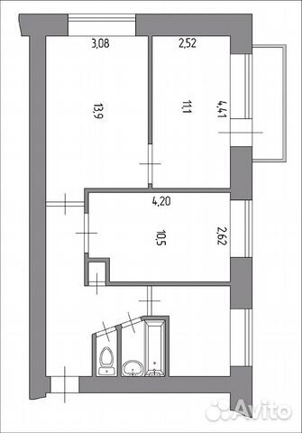 3-к квартира, 53 м², 3/5 эт.