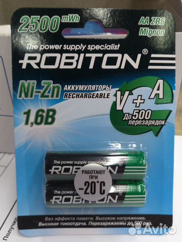 Аккумулятор AA ZR6 NiZn 2500mWh 1,6V Аккумулятор AA ZR6 NiZn 2500mWh 1,6V