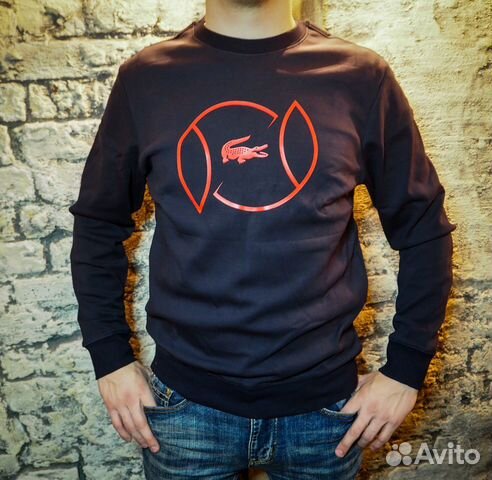 Свитшот lacoste синий с логотипом