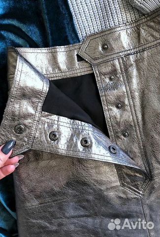 Безумно шикарная кожаная юбка серебрянная. Zara