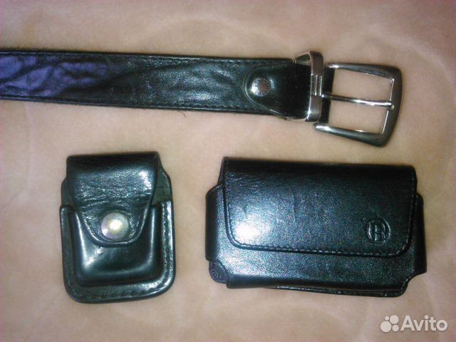 Мужской кожаный пояс с чехлами для сигарет Италия