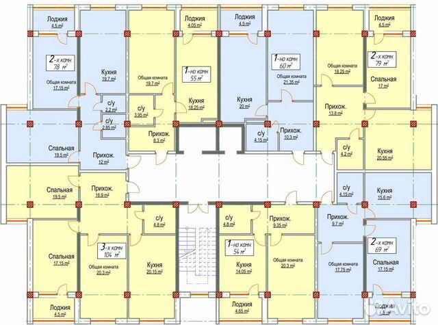 3-к квартира, 105 м², 7/13 эт.