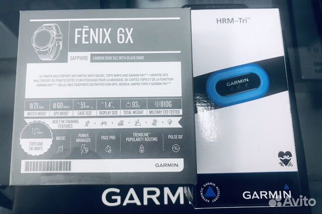 Garmin Fenix 6x sapphire DLC grey HRM TRI новые