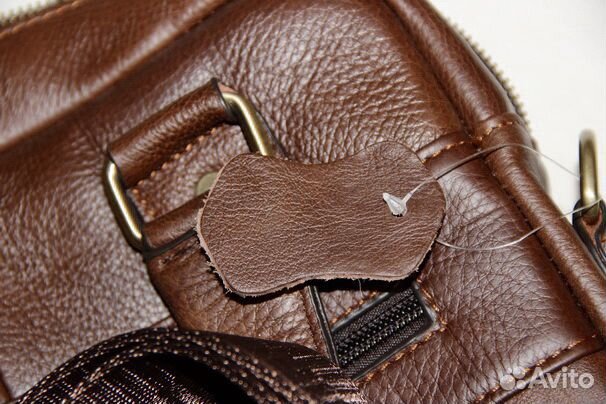 Мужская кожаная сумка vertical brown 30х25 new