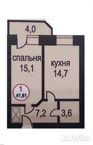 1-к квартира, 42.2 м², 9/9 эт. 1-к квартира, 42.2 м², 9/9 эт.