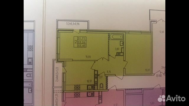 2-к квартира, 55.3 м², 3/17 эт. 2-к квартира, 55.3 м², 3/17 эт.