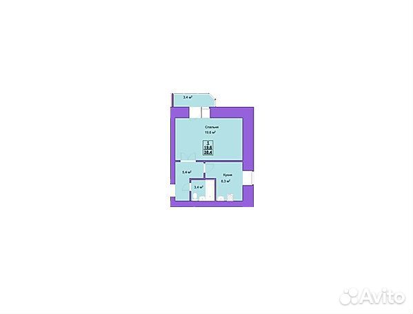 1-к квартира, 40 м², 6/9 эт.