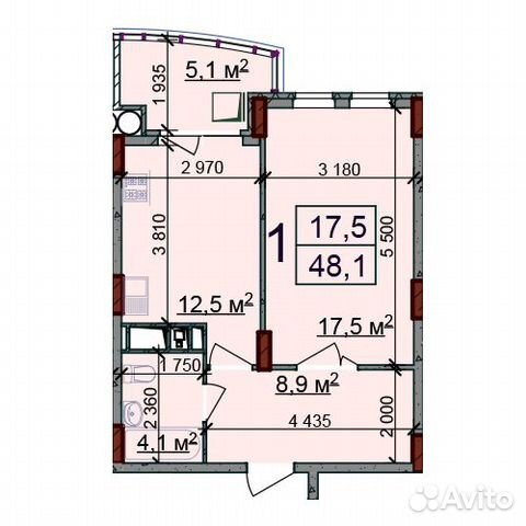 1-к квартира, 48 м², 13/21 эт. 1-к квартира, 48 м², 13/21 эт.