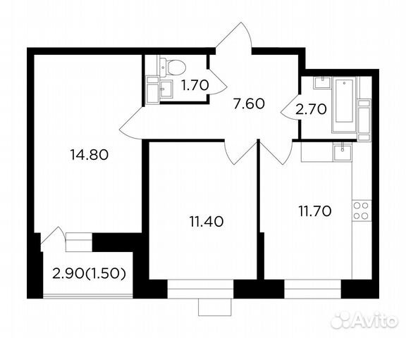 2-к квартира, 51.4 м², 11/13 эт. 2-к квартира, 51.4 м², 11/13 эт.