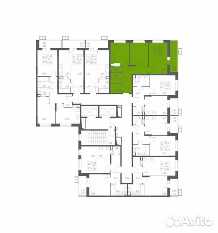 2-к квартира, 53.5 м², 3/13 эт.