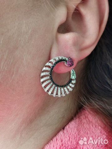 Серьги из серебра с фианитами