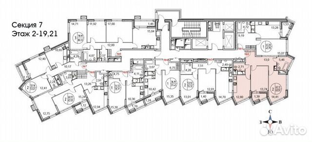 2-к квартира, 53 м², 18/21 эт. 2-к квартира, 53 м², 18/21 эт.
