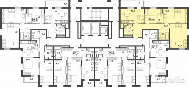 3-к квартира, 89.3 м², 6/25 эт. 3-к квартира, 89.3 м², 6/25 эт.