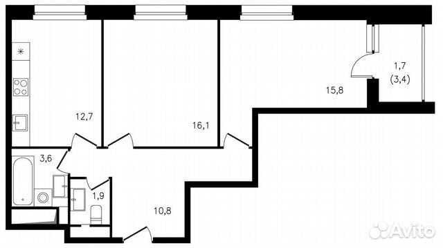 2-к квартира, 62.6 м², 15/17 эт. 2-к квартира, 62.6 м², 15/17 эт.
