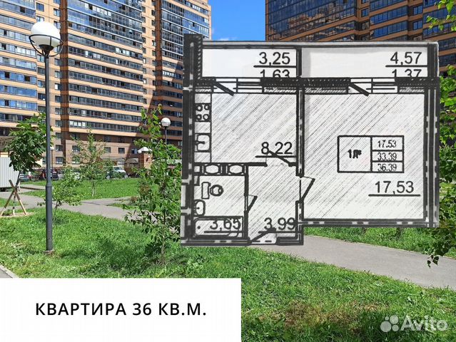 1-к квартира, 36.4 м², 12/18 эт. 1-к квартира, 36.4 м², 12/18 эт.