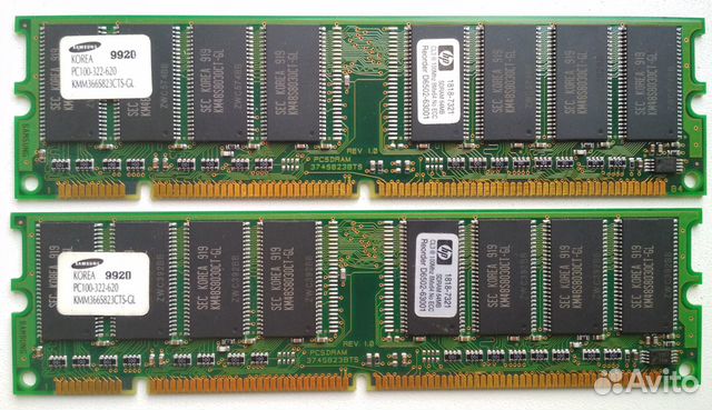 2 планки оперативной памяти Samsung PC100-322-620