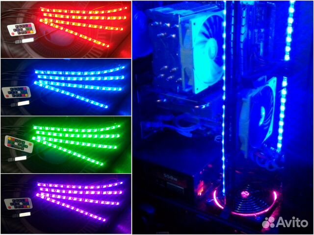 Комплект LED RGB подсветка системного блока 1 метр