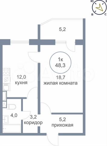 1-к. квартира, 48,3 м², 11/17 эт.