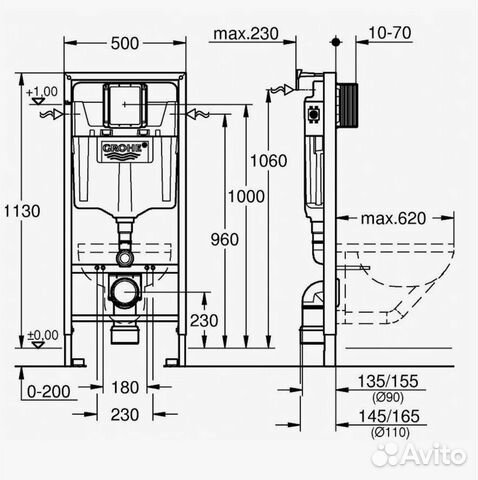 Инсталляция Grohe с черным подвесным унитазом