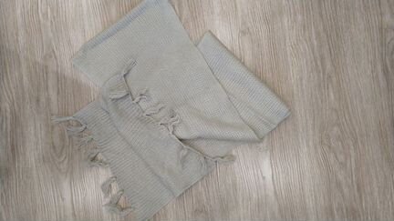 Палантин шарф платок вязанный цвет пшеничный