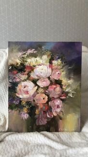 Пионы букет картина маслом
