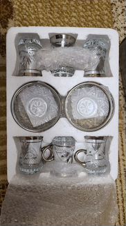 Посуда из хрусталя, серебро 925пр