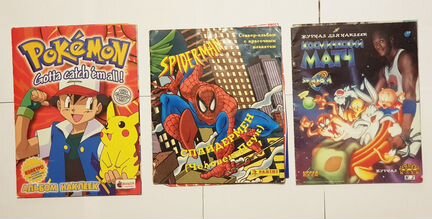 Альбомы наклеек Человек Паук, Pokemon, Space Jam