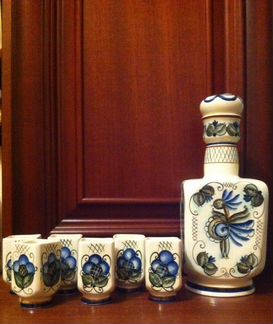 Штоф и 6 стопок Гжель СССР