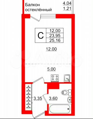 Квартира-студия, 26 м², 7/14 эт.