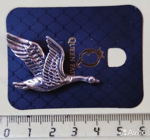 Брошь Лебедь чернёное серебро Queen fair