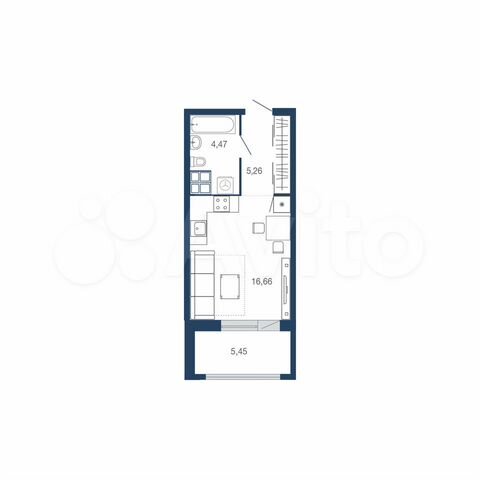 Квартира-студия, 31,8 м², 2/22 эт.