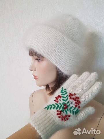 Шапка пуховая женская вязаная такори Козий пух