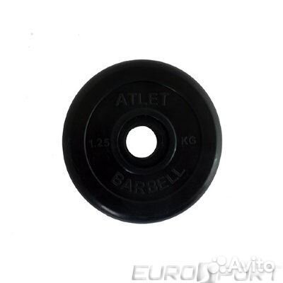 Диск обрезиненный черный MB atlet d-26 1,25кг