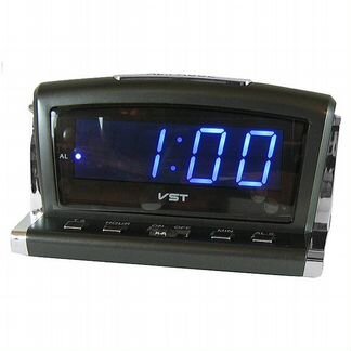 Часы будильник VST 718 зелёные и красные белые