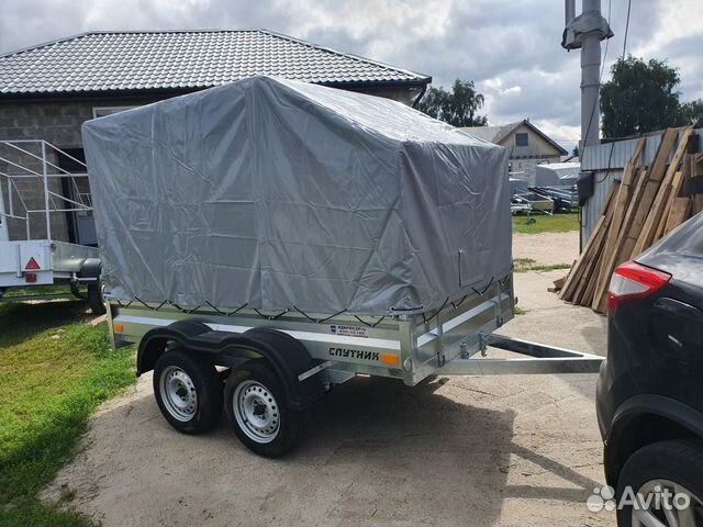 Прицеп двуосный. 2.6х1.5 оцинк Спутник тент 1500