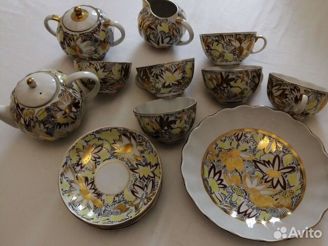 Чайный сервиз лфз СССР золотые ромашки