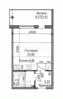 Квартира-студия, 30,4 м², 1/5 эт.