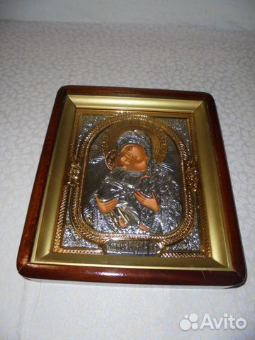 Икона Владимирская киот 28х24 золочение Софрино