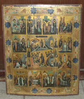 Икона Двунадесятые Праздники Золото Размер