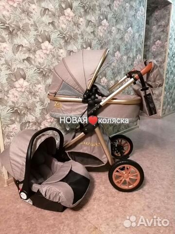 Новая коляска 3в1 Luxmom V9 (коричневый)